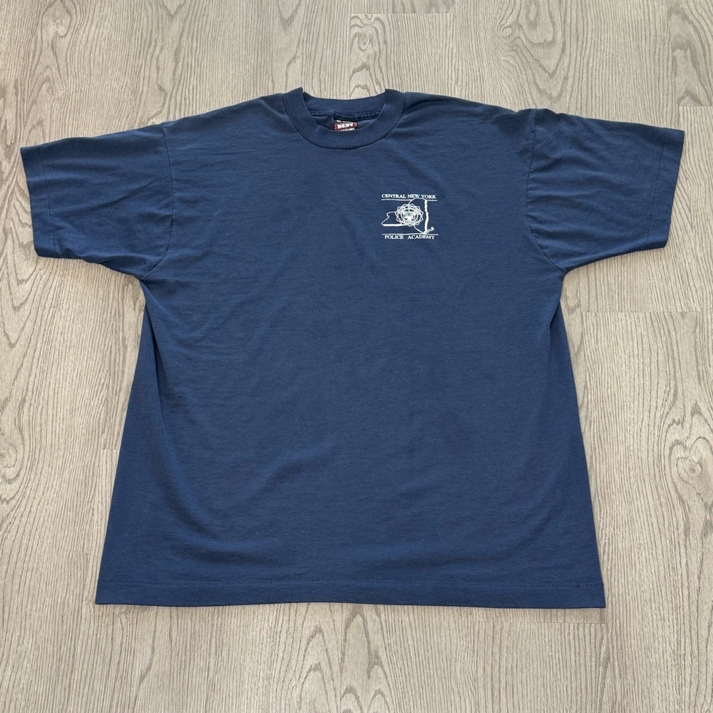 Vintage 90s Central‎ New York Police Academy Tee Navy Blue XL